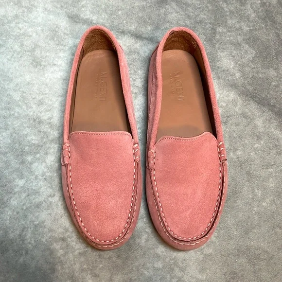 M. GEMI - The Felize Suede Leather Driving Shoes - Color: Pink - Size 8 - Picture 1 of 7